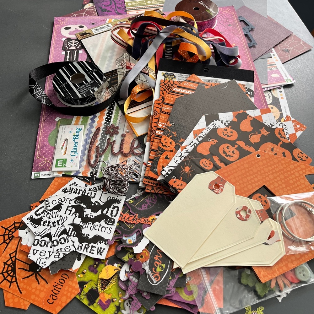 Halloween Scrapbooking Kit with Tags and Ribbons
